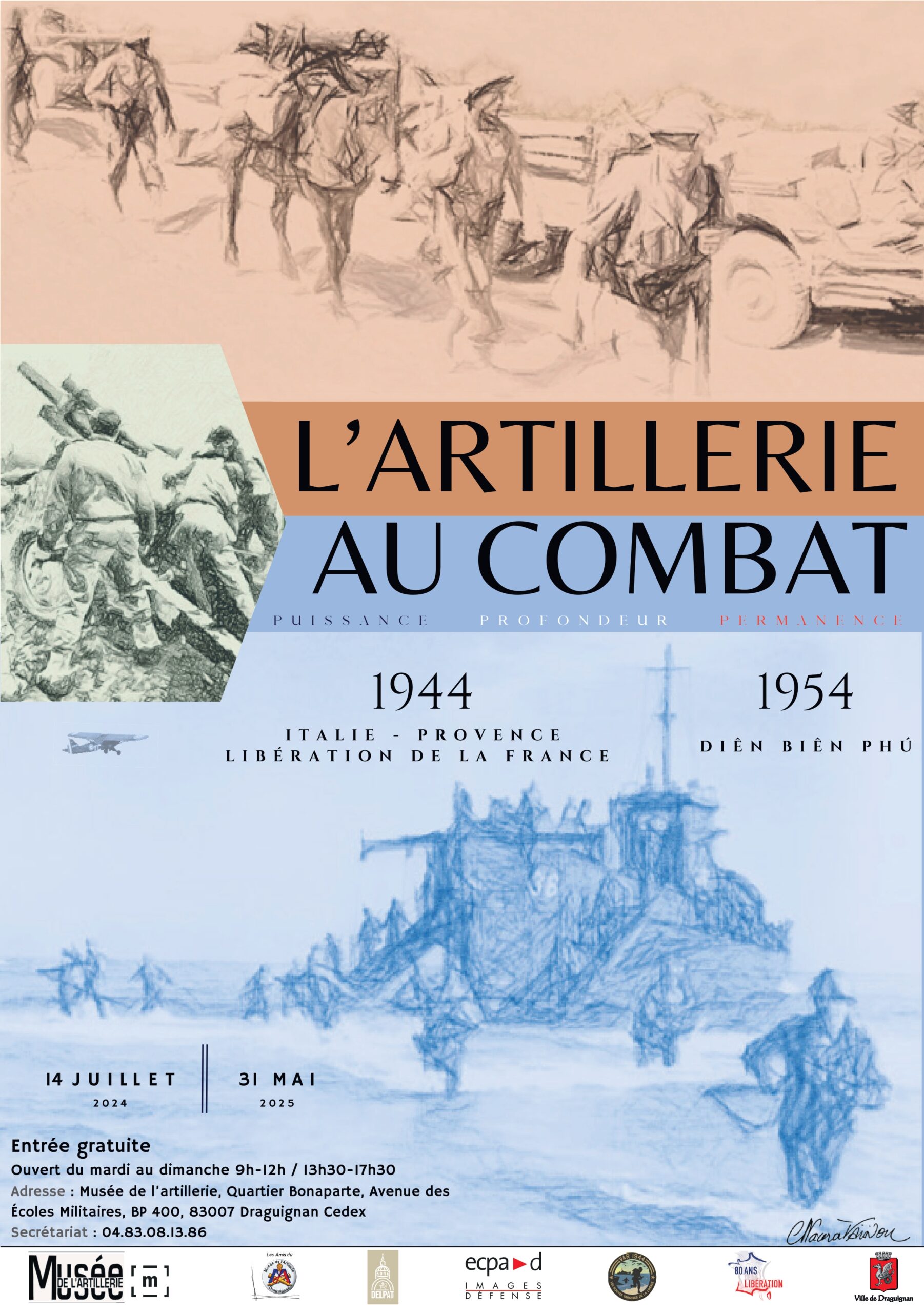 affiche exposition artillerie au combat